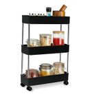 Tadar, organizer, regał łazienkowy na kółkach, 3 poziomowy, czarny, 40-13,5-61 cm