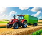 Trefl, Maszyny rolinicze, Traktor z przyczepą, puzzle, 100 elementów