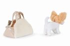Trudi, pies w beżowej torebce, maskotka