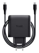 Trust, ładowarka, GaN 65W, 2xUSB-C, czarna