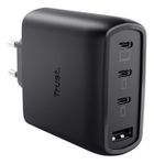Trust, ładowarka, GaN 65W, 3xUSB-C, 1xUSB-A, czarna