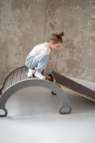 tupti.wood, 2w1: duży bujak montessori + duża zjeżdżalnia, chmurki, szara