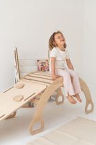 tupti.wood, duży bujak montessori + duża zjeżdżalnia, chmurki, naturalny