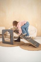 tupti.wood, kostka wielozadaniowa + mała zjeżdżalnia, drabinka, szara