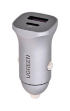 Ugreen, ładowarka samochodowa, USB Typ C / USB 24W, Power Delivery Quick Charge, szary, 30780