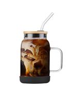 Vialli Design, słoik ze słomką, 600 ml, czarny Fuori