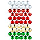 Vilde, bombki choinkowe, nietłukące, srebrne, czerwone, złote, zielone, 6 cm, 50 szt.