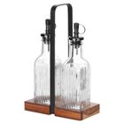 Vilde, butelka na oliwę i ocet, szklana ze stojakiem, 190 ml, 3 elementy