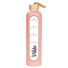 Vilde, butelka na wodę, szklana z silikonowym pokrowcem, łososiowa, 1l