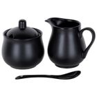 Vilde, cukierniczka i mlecznik, porcelanowe, czarne, 3 elementy