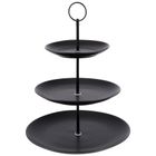 Vilde, patera porcelanowa, czarna, 3-piętrowa, 34 cm