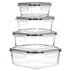 Vilde, pojemniki na żywność szklane z pokrywką i uszczelką, kwadratowe, 4 szt.