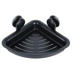 Vilde, półka pod prysznic na przyssawki, narożna, czarna, 28-22-12 cm