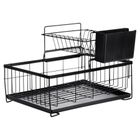 Vilde, suszarka na naczynia, 2-poziomowa, metalowa, czarna, 42-28-28 cm