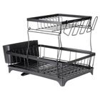 Vilde, suszarka na naczynia, metalowa, czarna, 2-poziomowa, 49,5-30-34 cm