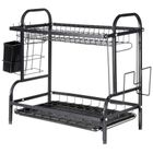 Vilde, suszarka na naczynia, metalowa, czarna, 2-poziomowa, 52-24,5-40 cm