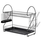 Vilde, suszarka na naczynia, metalowa, czarna, 2-poziomowa, 53-24-38,5 cm