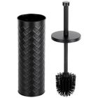 Vilde, szczotka do toalety, silikonowa, ze stojakiem metalowym, czarna, 38-10 cm