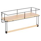 Vilde, wieszak na ręcznik papierowy, z półką, metalowy, czarny, 37-12,5-18,5 cm