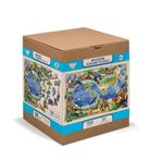 Wooden.City, Zwierzęta świata, mapa, drewniane puzzle z figurkami, 1010 elementów