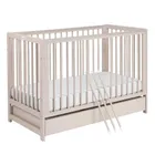 Yoonco, Timio, łóżeczko dziecięce z szufladą i barierką, beż, 120-60 cm