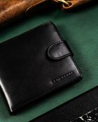 Zestaw prezentowy: Portfel, Brelok, czarny, skórzany, Peterson