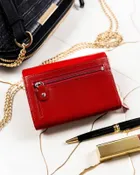 Zestaw prezentowy: Portfel, Brelok, czerwony, skórzany, Peterson