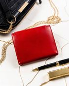 Zestaw prezentowy: Portfel, Brelok, czerwony, skórzany, Peterson