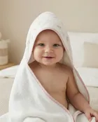 Albero Mio, Pudrowe kokardki, ręcznik bambusowy z kapturkiem, 70-120 cm