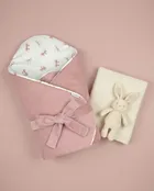 Albero Mio, Pudrowe kokardki, rożek niemowlęcy, muślin