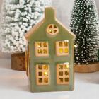 Altom Design, domek porcelanowy LED, khaki, 6,5-6-11 cm