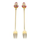 Altom Design, komplet 2 widelczyków do ciasta z ozdobną końcówką, Mikołaj, złoty