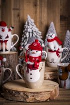 Altom Design, zimowy kubek baryłka nbc, 340 ml, z maskotką, bałwanek, w opasce