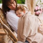 BabyOno, kocyk bawełniany z ociepleniem, jasny beż, 75-100 cm