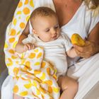 BabyOno, otulacz bambusowy z grzechotką, orange, 120-120 cm