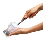 BabyOno, szczotka do butelek i smoczków z gąbką i mini szczoteczką, różowy