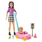 Barbie, mini auto, zestaw z mini lalką z akcesoriami