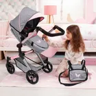 Bayer Design, Neo Vario Combi, głęboki wózek dla lalek z torbą, szaro-różowy i motylkiem