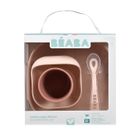 Beaba, komplet naczyń z silikonu z przyssawką, cotton candy