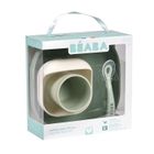 Beaba, komplet naczyń z silikonu z przyssawką, sage green