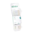 Beaba, zestaw łyżeczek silikonowych w podróżnym etui, Clay/Misty Green, 4 m+, 2 szt.