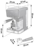 Berdsen, ekspres do kawy kolbowy, ze spieniaczem do mleka, 20 bar, czarny, BD-773