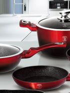 Berlinger Haus, Black-Burgundy, zestaw: garnki z pokrywą + patelnie + akcesoria, 15 elementów