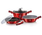 Berlinger Haus, Burgundy, zestaw: garnki granitowe z pokrywą + patelnie, 6 elementów