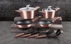 Berlinger Haus, Rose Gold, zestaw: garnki granitowe z pokrywą + patelnie + akcesoria, 10 elementów