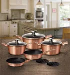 Berlinger Haus, Rose Gold, zestaw: garnki granitowe z pokrywą + patelnie + akcesoria, 17 elementów