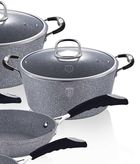 Berlinger Haus, Stone Touch, zestaw: garnki granitowe z pokrywą + patelnie + akcesoria, 18 elementów