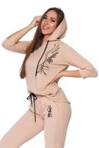 Bluza damska z kapturem, beżowa, anioł, Moraj
