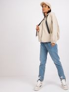Bluza damska z kapturem, rozpinana, beżowa, Italy Moda