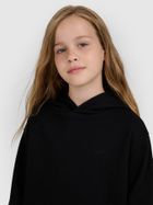 Bluza dziewczęca z kapturem, czarna, 4F